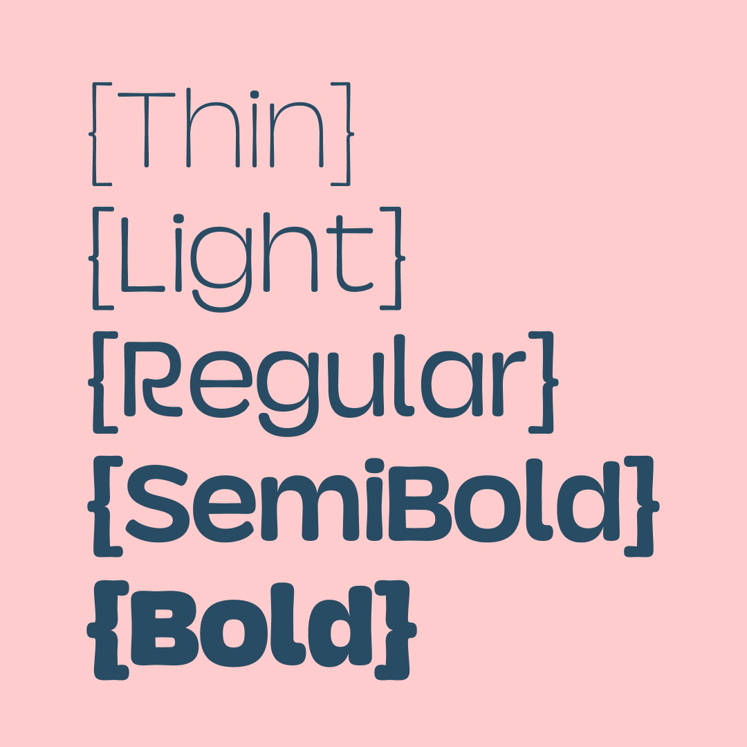 Five weights sample for the Twig font family.